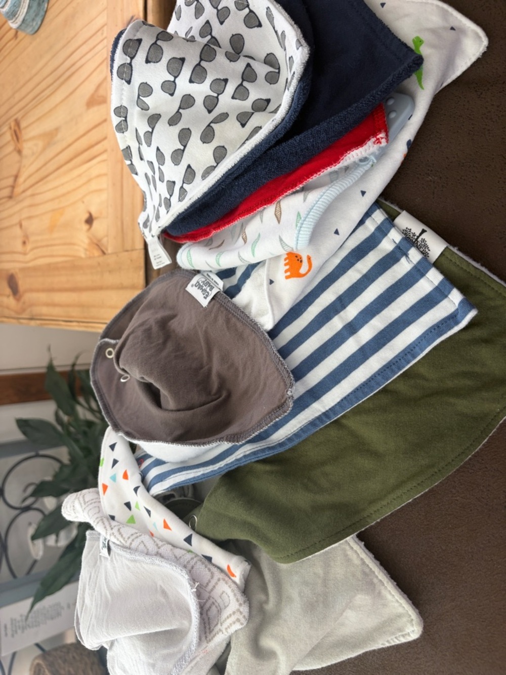 Assorted Kids Bandana Bibs - Multi-Color (Striped, Olive, Navy, Gray)